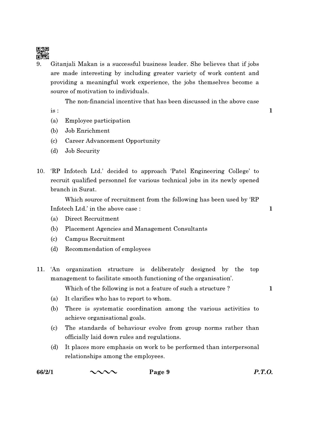 CBSE Class 12 66-2-1 Business Studies 2023 Question Paper - Page 9