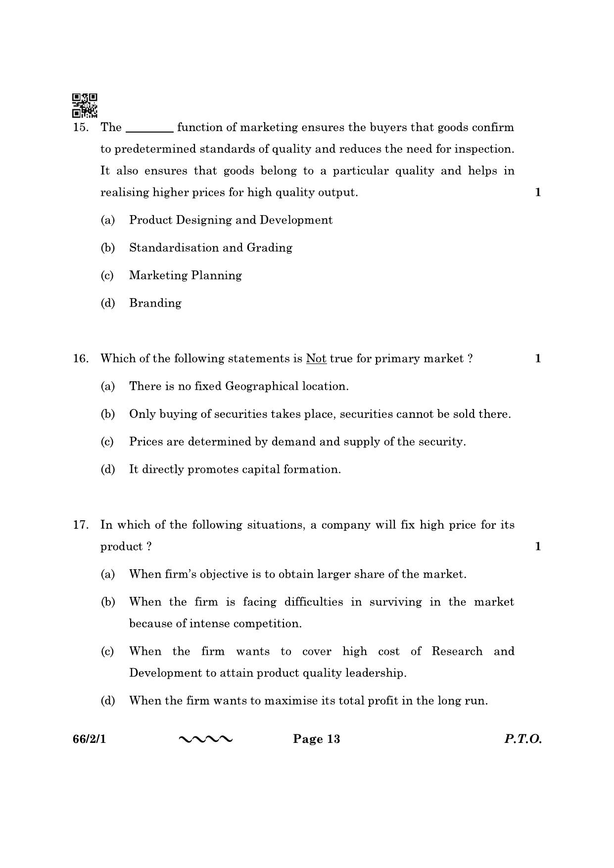 CBSE Class 12 66-2-1 Business Studies 2023 Question Paper - Page 13