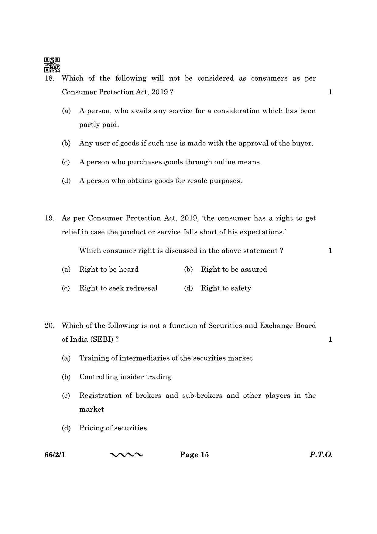 CBSE Class 12 66-2-1 Business Studies 2023 Question Paper - Page 15