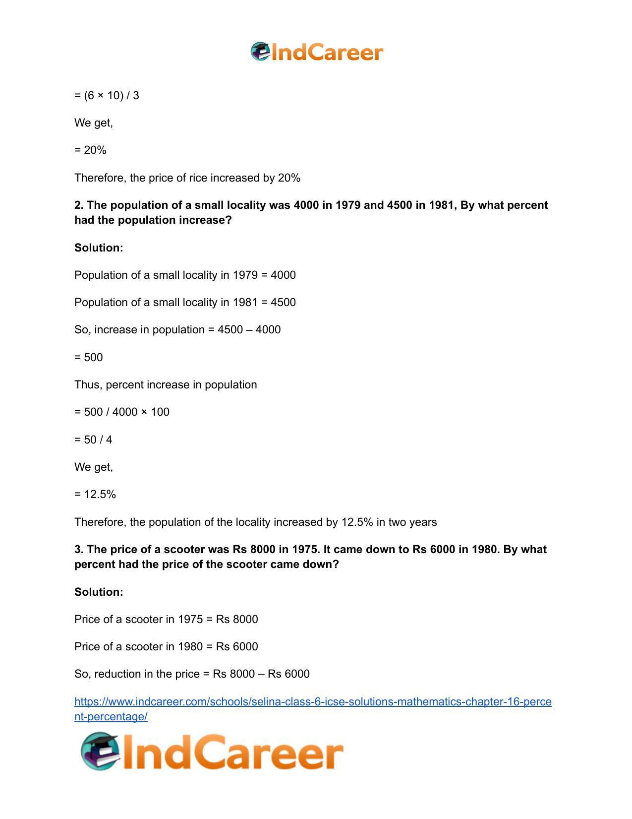 Selina Class 6 ICSE Solutions Mathematics : Chapter 16- Percent (Percentage) - Page 23