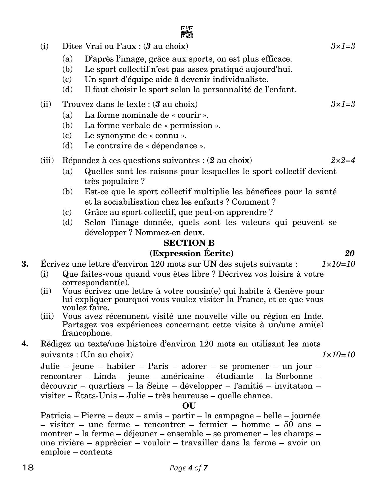 CBSE Class 12 French (Compartment) 2023 Question Paper - Page 4