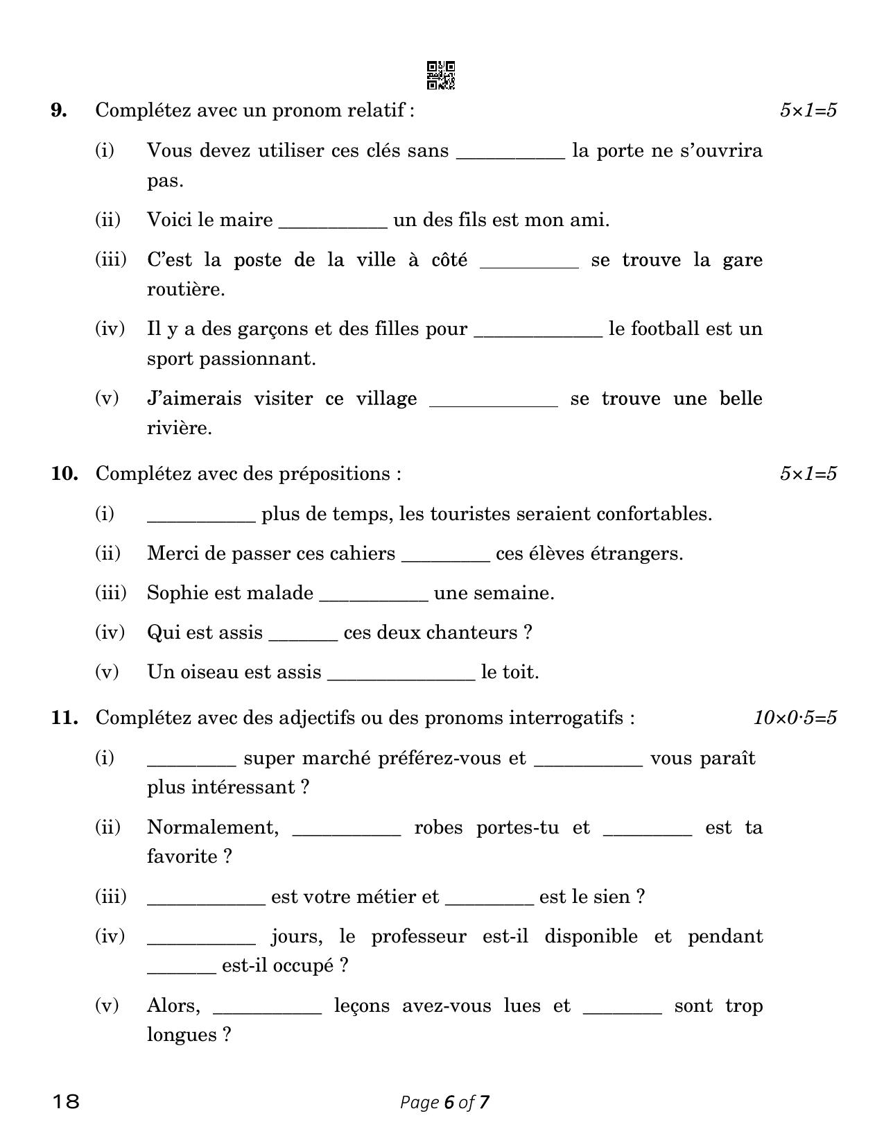 CBSE Class 12 French (Compartment) 2023 Question Paper - Page 6