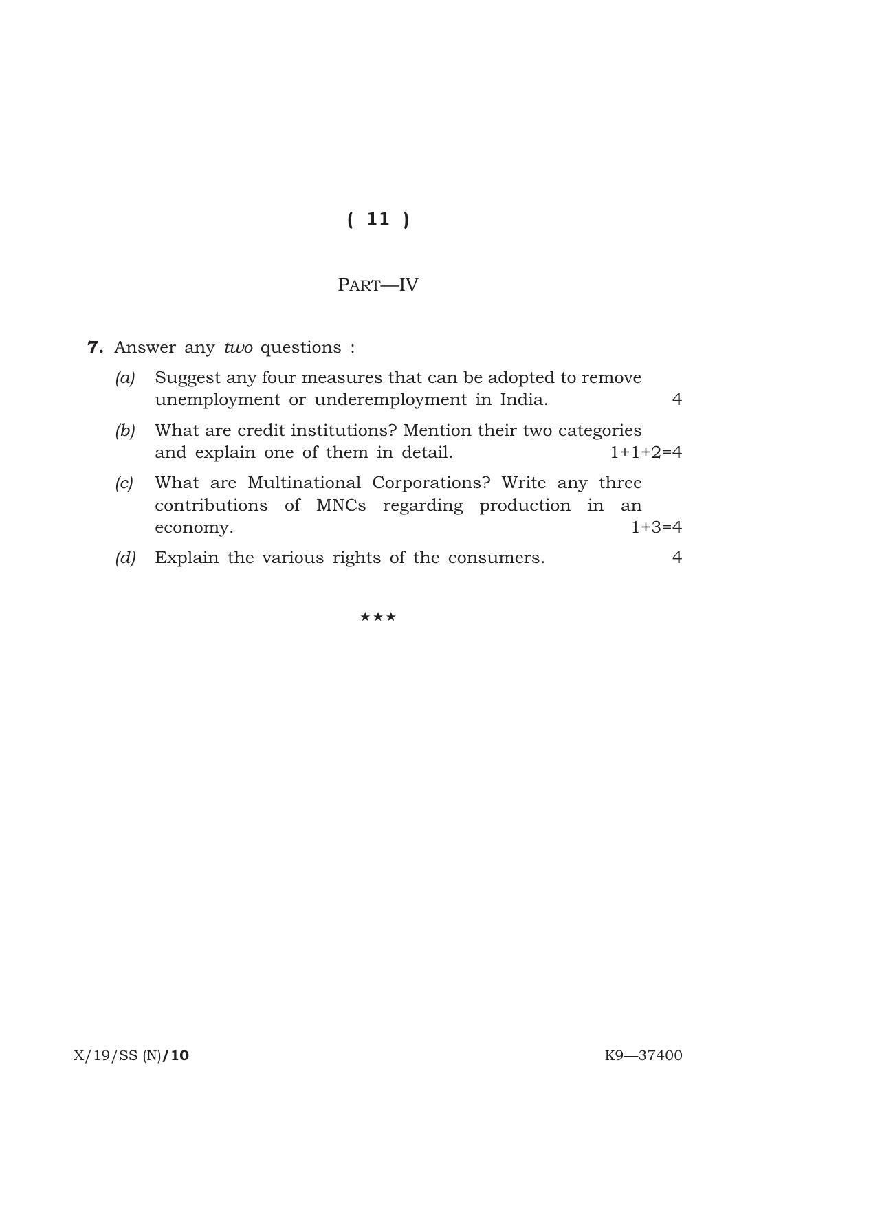Meghalaya Board (MBOSE) Class 10 SOCIAL SCIENCE ( New Course ) 2019 Question Paper - Page 11