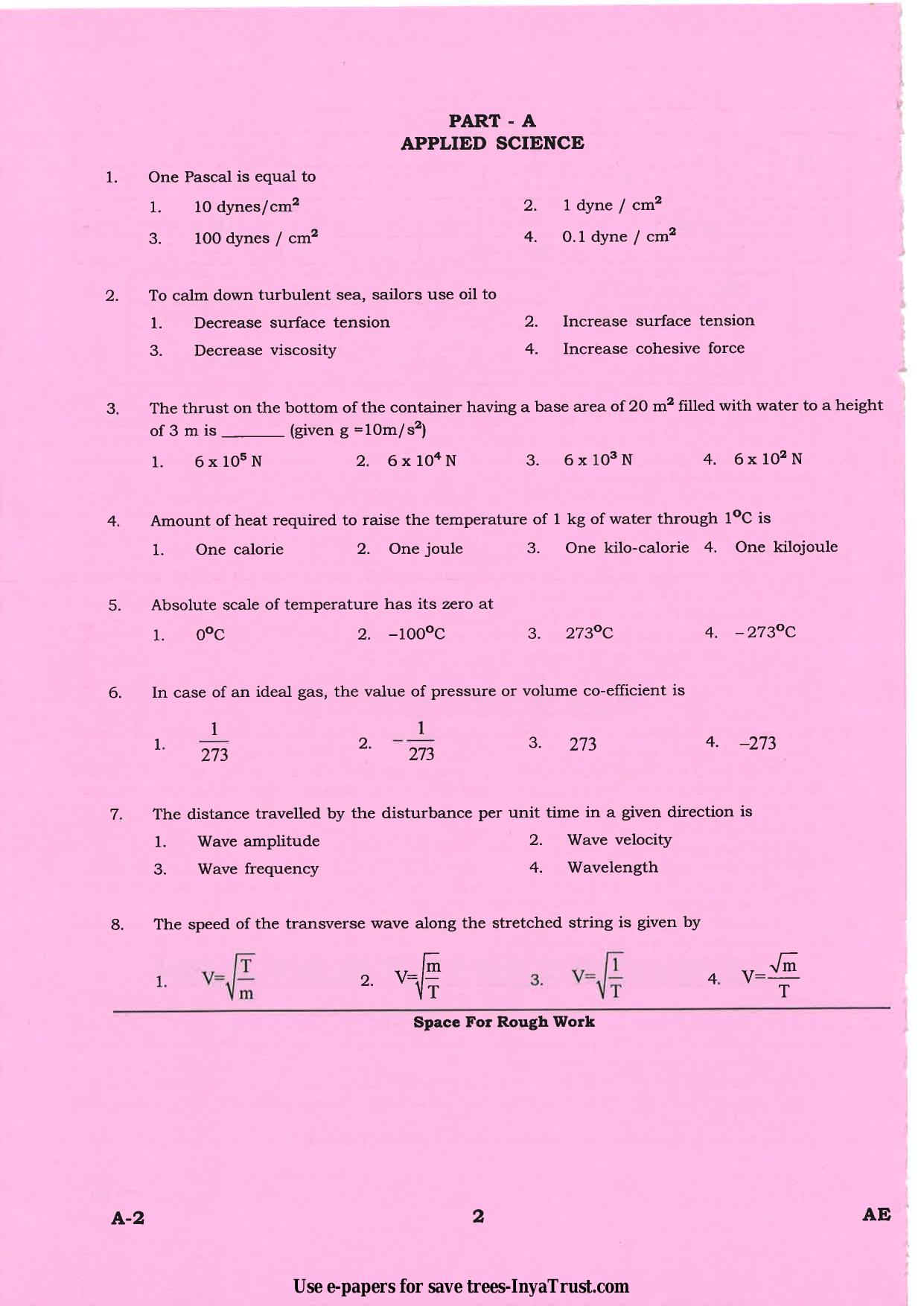 Karnataka Diploma CET- 2015 Aeronautical Engineering Question Paper - Page 2