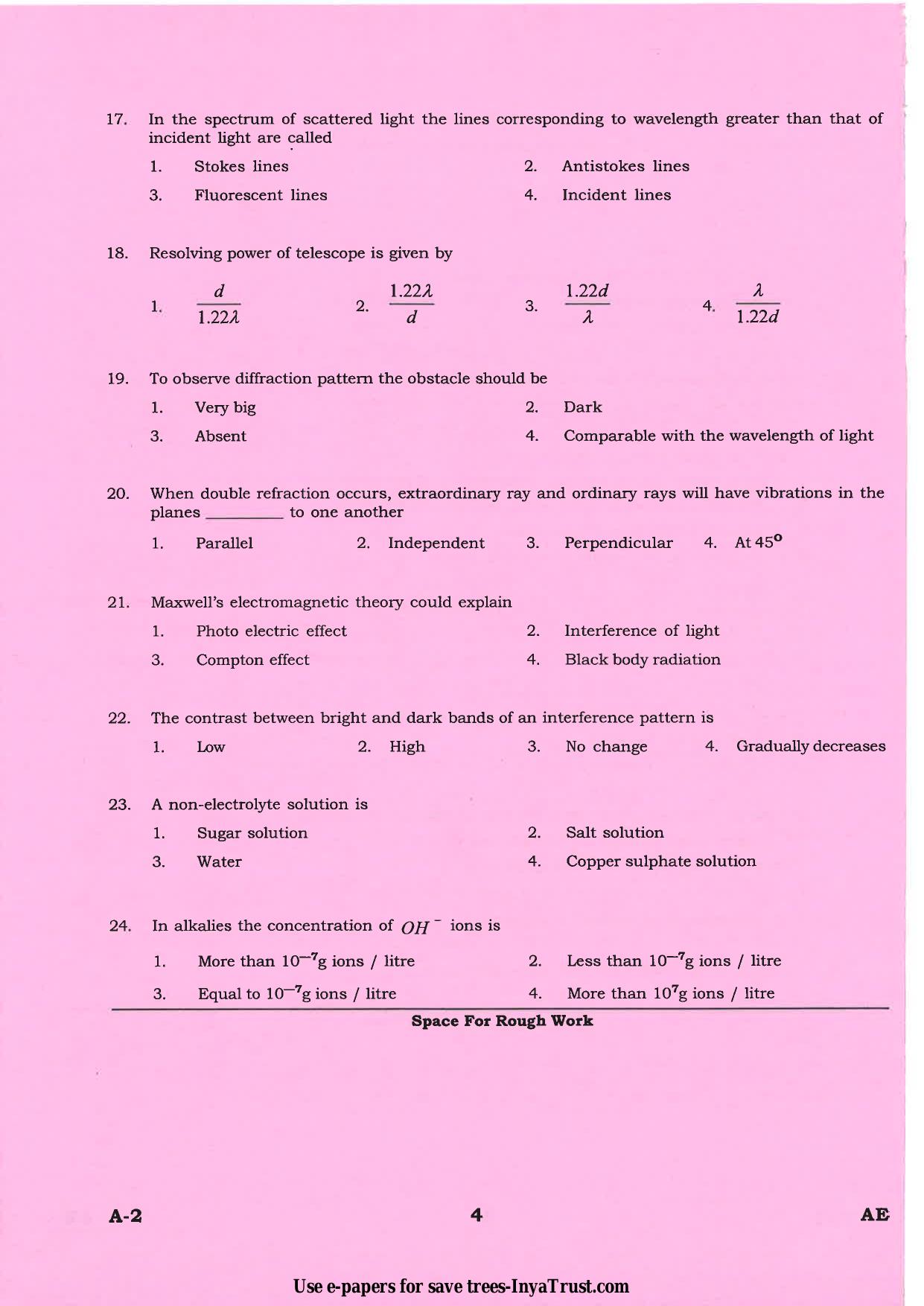 Karnataka Diploma CET- 2015 Aeronautical Engineering Question Paper - Page 4