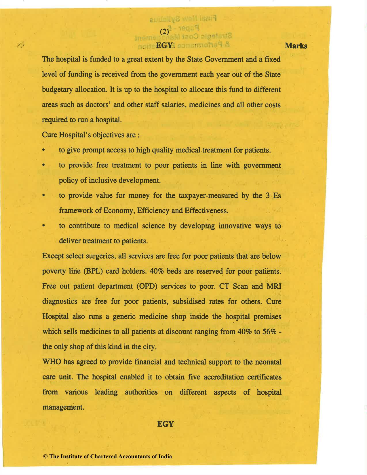 CA Final Nov 2019 Question Paper - Paper 5 – Strategic Cost Management and Performance Evaluation - Page 2