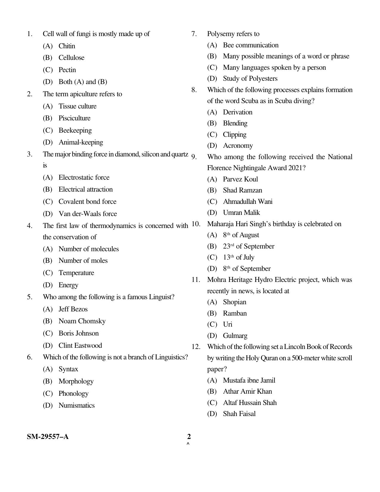 KUET 2023 M.A. Linguistics Question Paper - Page 2