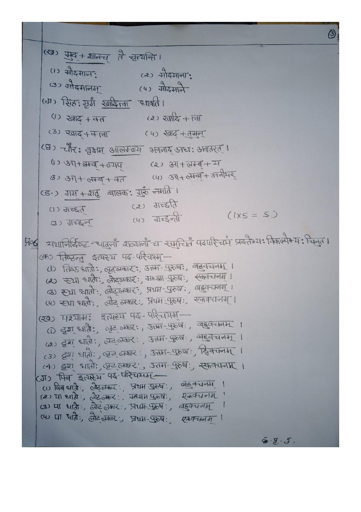 HPBOSE Class 10th Sanskrit Sample Question Papers 2024 - Page 3