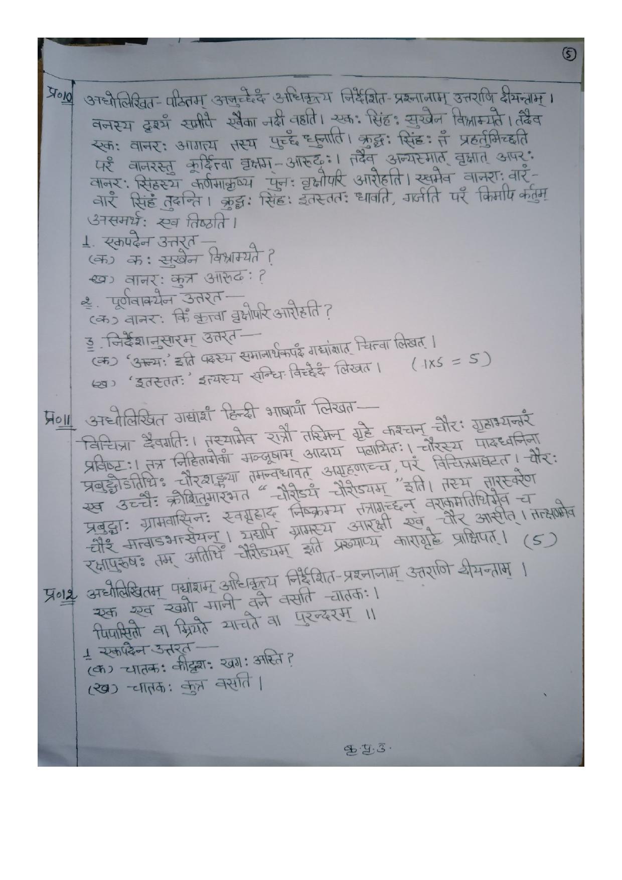HPBOSE Class 10th Sanskrit Sample Question Papers 2024 - Page 5