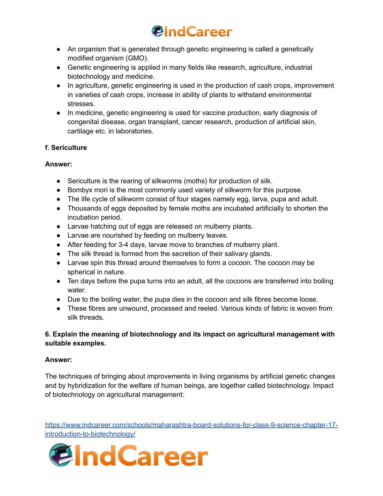 Maharashtra Board Solutions for Class 9- Science: Chapter 17- Introduction to Biotechnology - Page 6