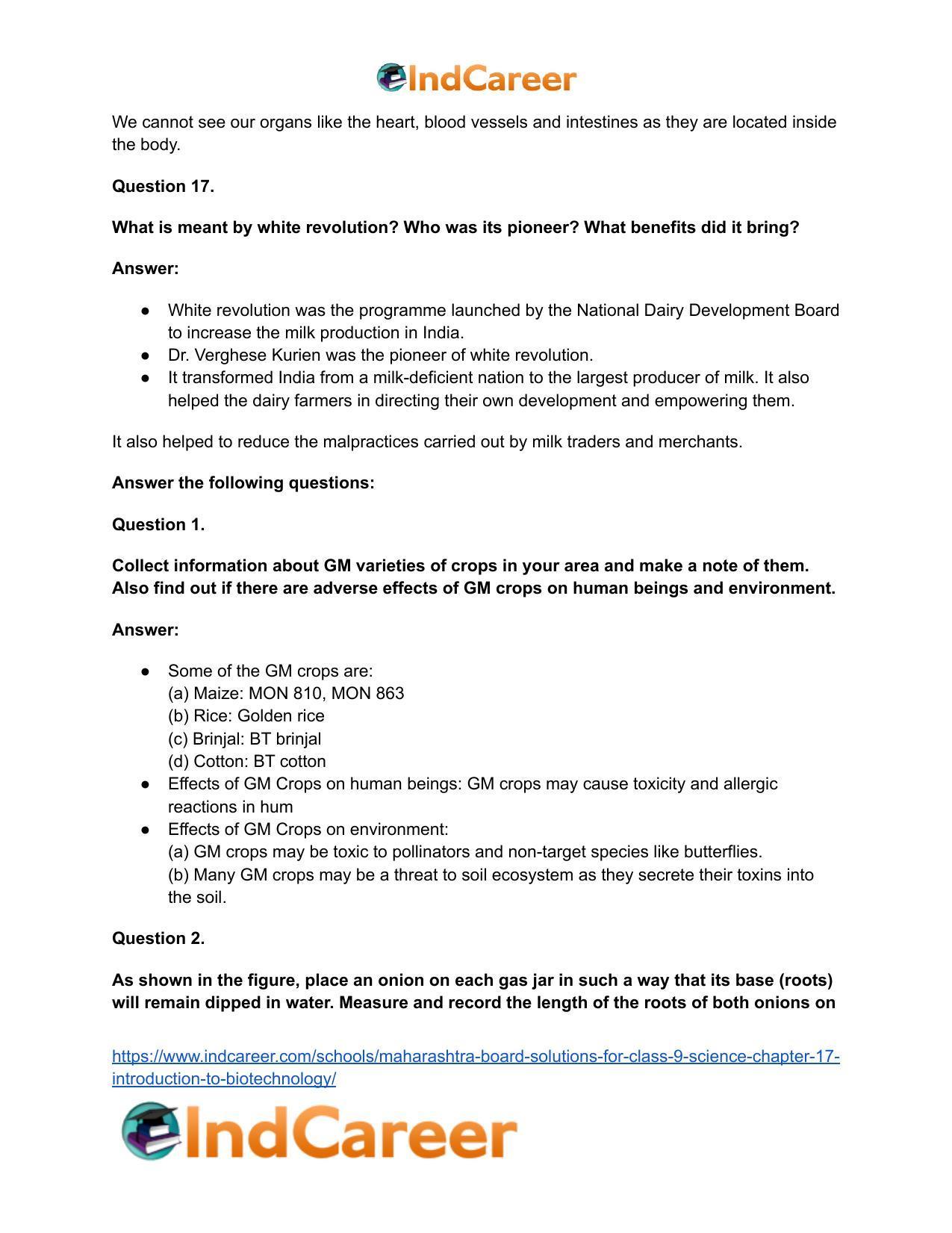 Maharashtra Board Solutions for Class 9- Science: Chapter 17- Introduction to Biotechnology - Page 16
