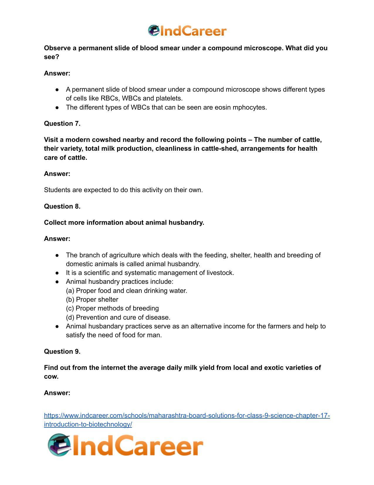 Maharashtra Board Solutions for Class 9- Science: Chapter 17- Introduction to Biotechnology - Page 19