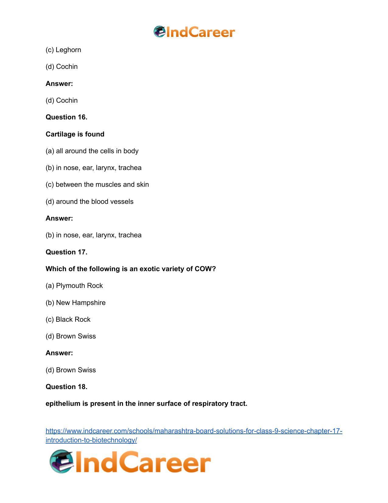Maharashtra Board Solutions for Class 9- Science: Chapter 17- Introduction to Biotechnology - Page 26