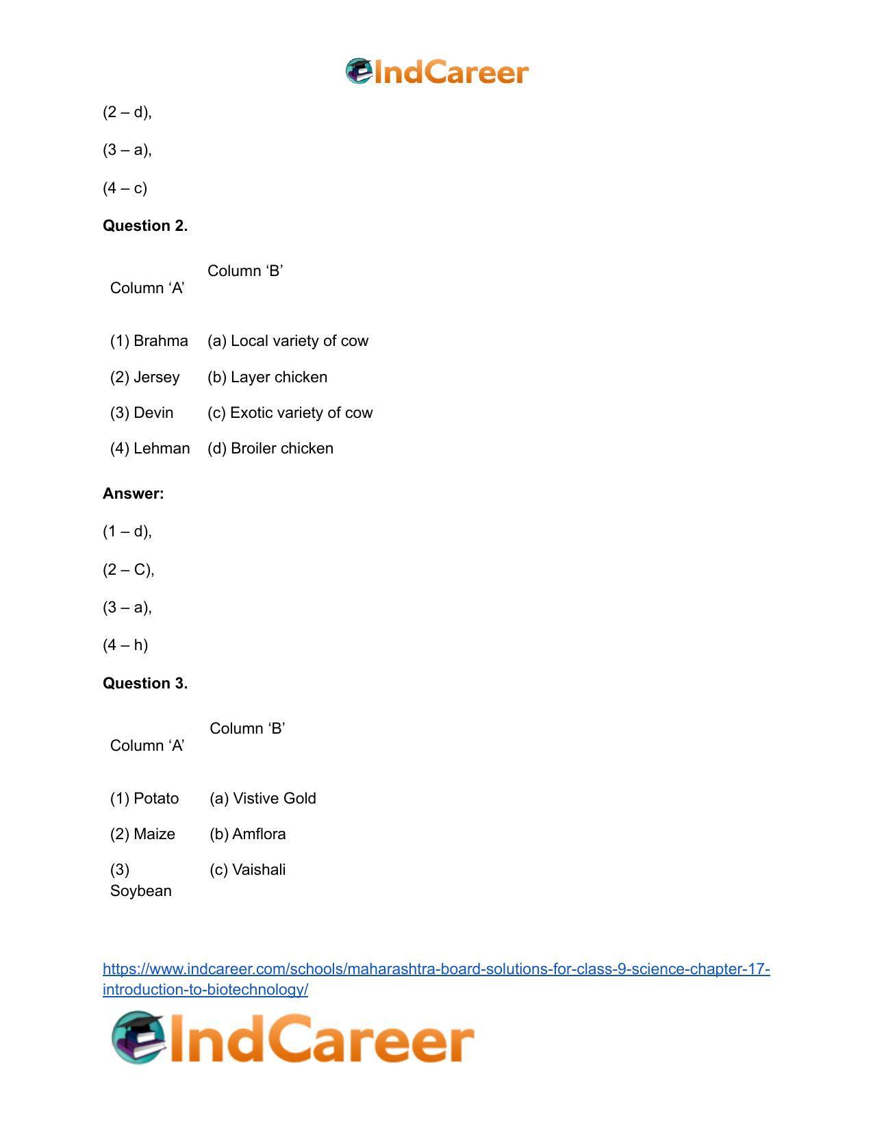 Maharashtra Board Solutions for Class 9- Science: Chapter 17- Introduction to Biotechnology - Page 31