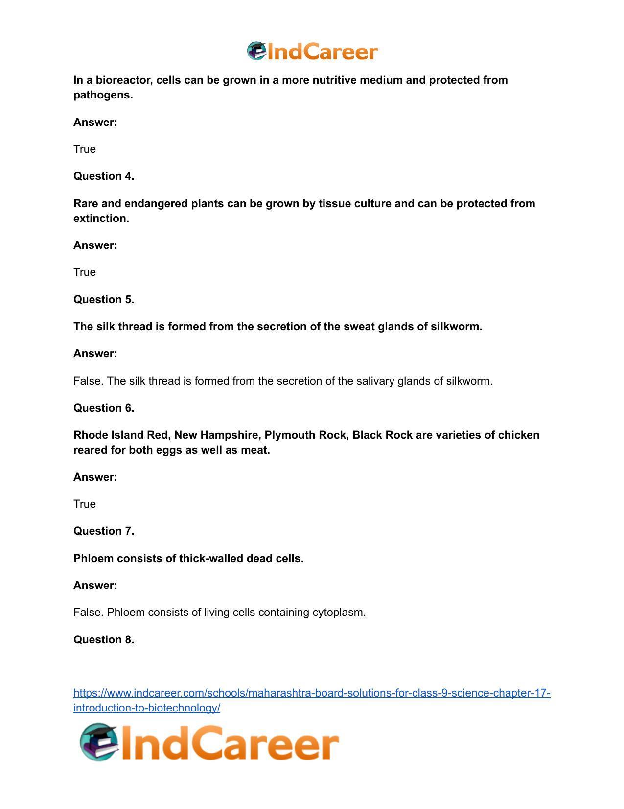 Maharashtra Board Solutions for Class 9- Science: Chapter 17- Introduction to Biotechnology - Page 34