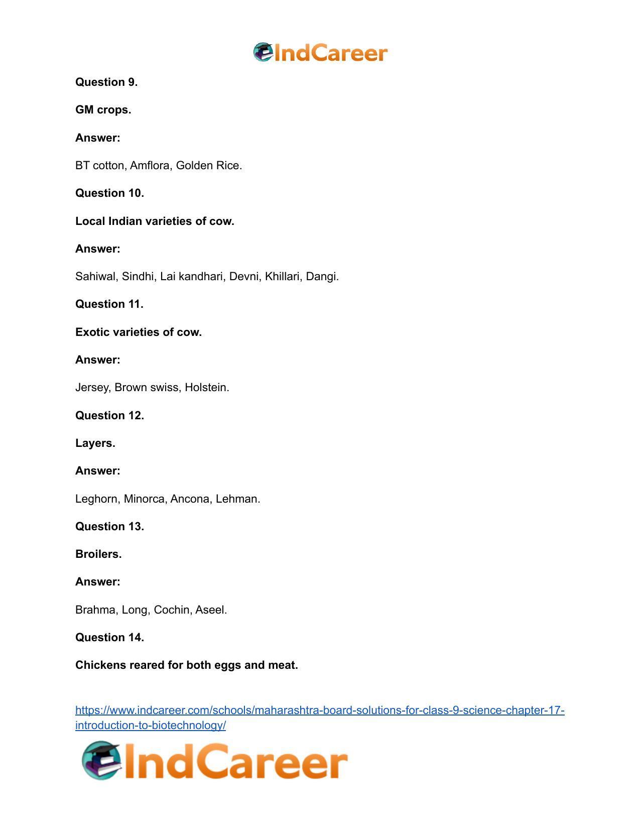 Maharashtra Board Solutions for Class 9- Science: Chapter 17- Introduction to Biotechnology - Page 37