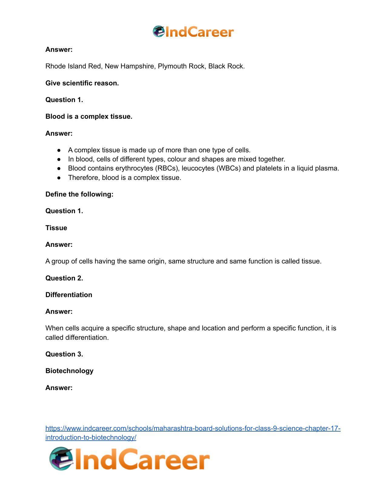 Maharashtra Board Solutions for Class 9- Science: Chapter 17- Introduction to Biotechnology - Page 38