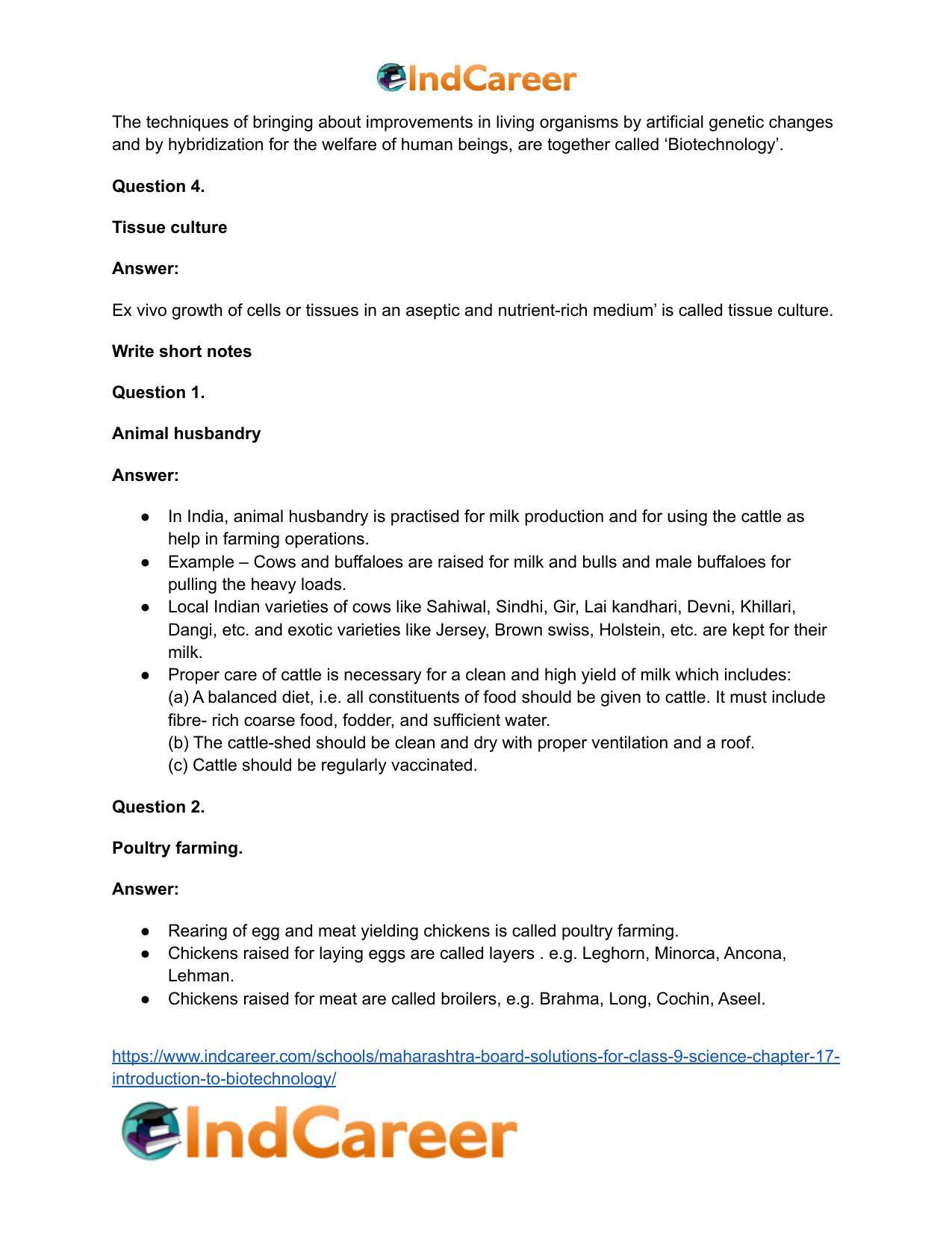 Maharashtra Board Solutions for Class 9- Science: Chapter 17- Introduction to Biotechnology - Page 39