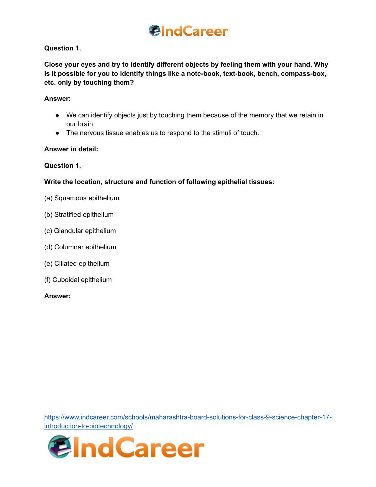 Maharashtra Board Solutions for Class 9- Science: Chapter 17- Introduction to Biotechnology - Page 42