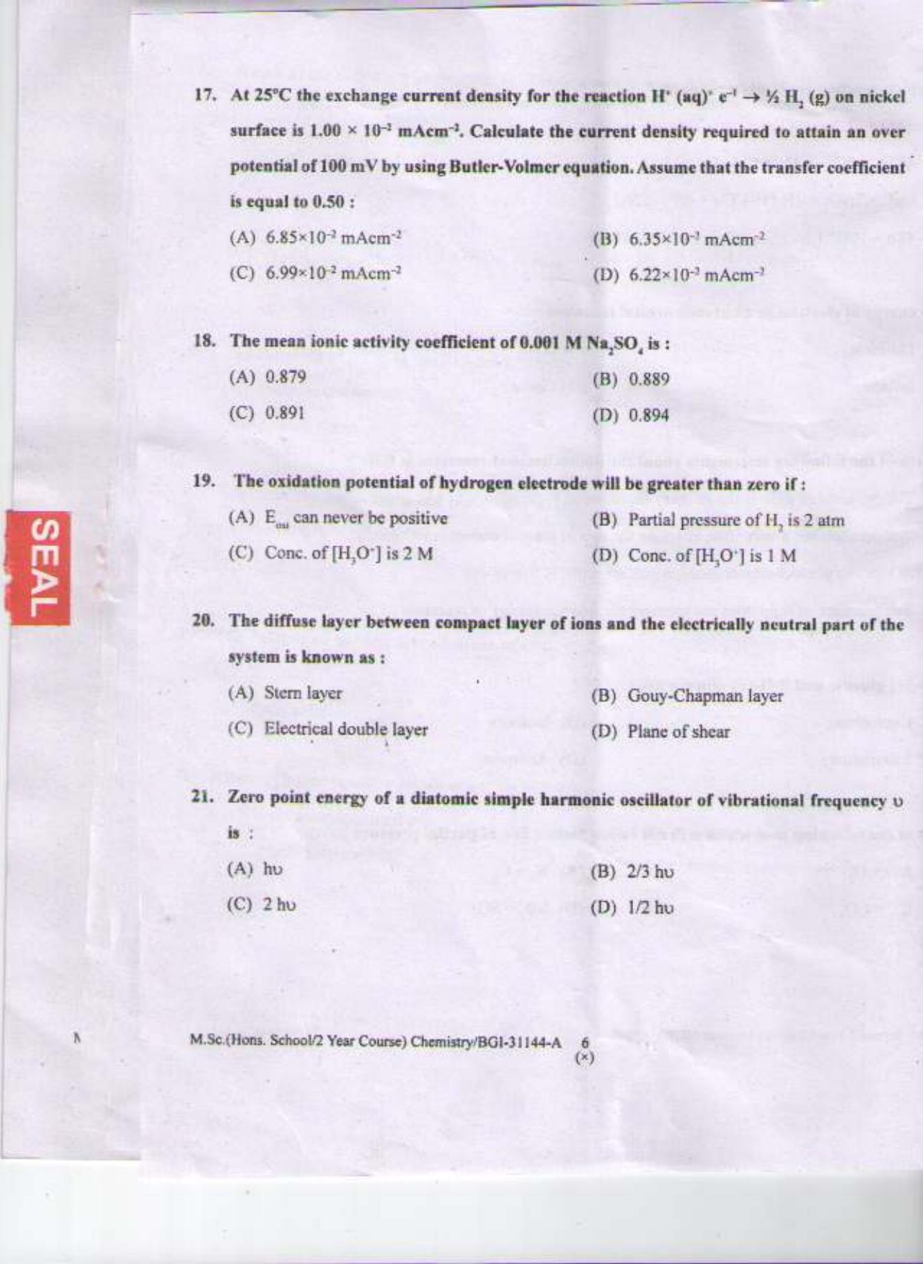 PU CET PG 2015: MSc (HS/2yr)(Chemistry) Question Paper - Page 5