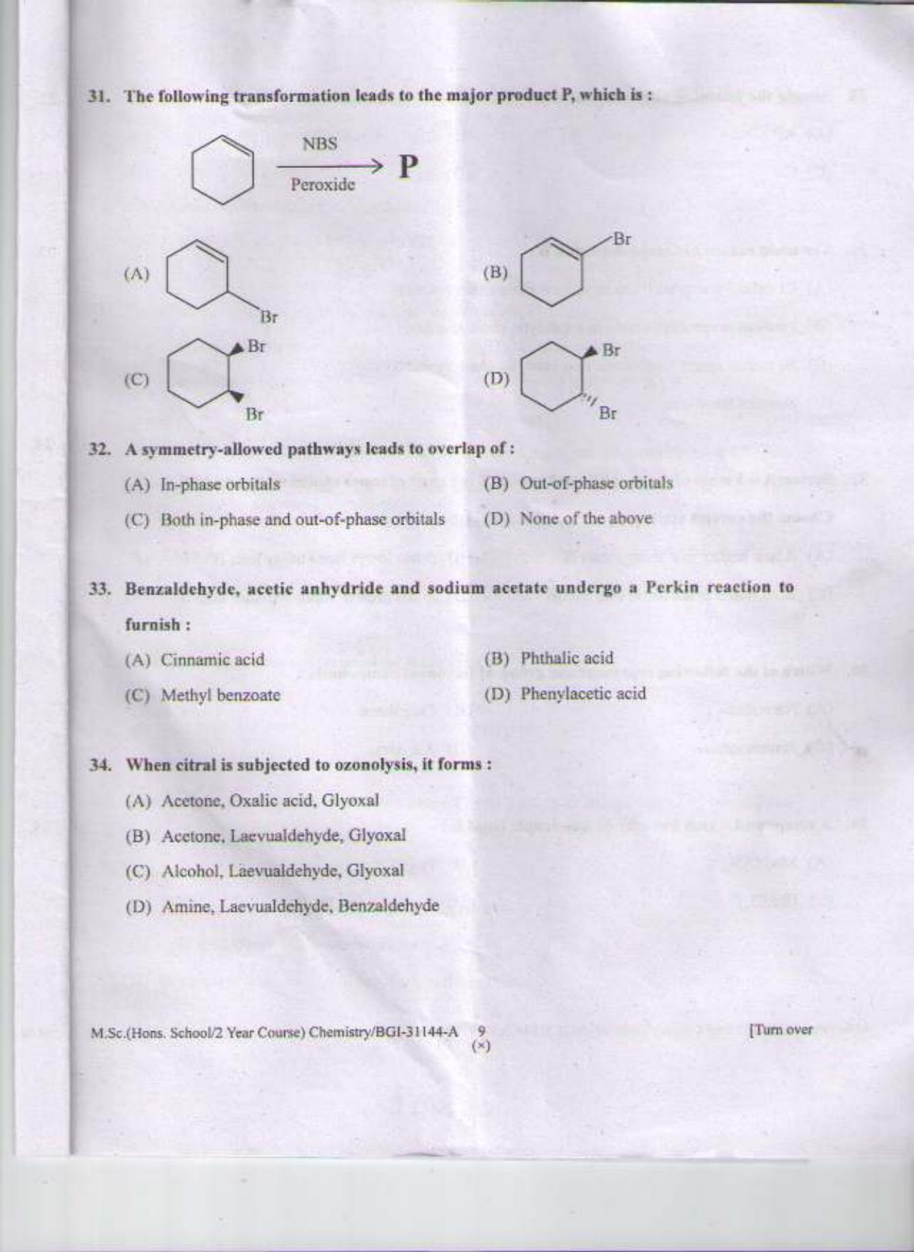 PU CET PG 2015: MSc (HS/2yr)(Chemistry) Question Paper - Page 8