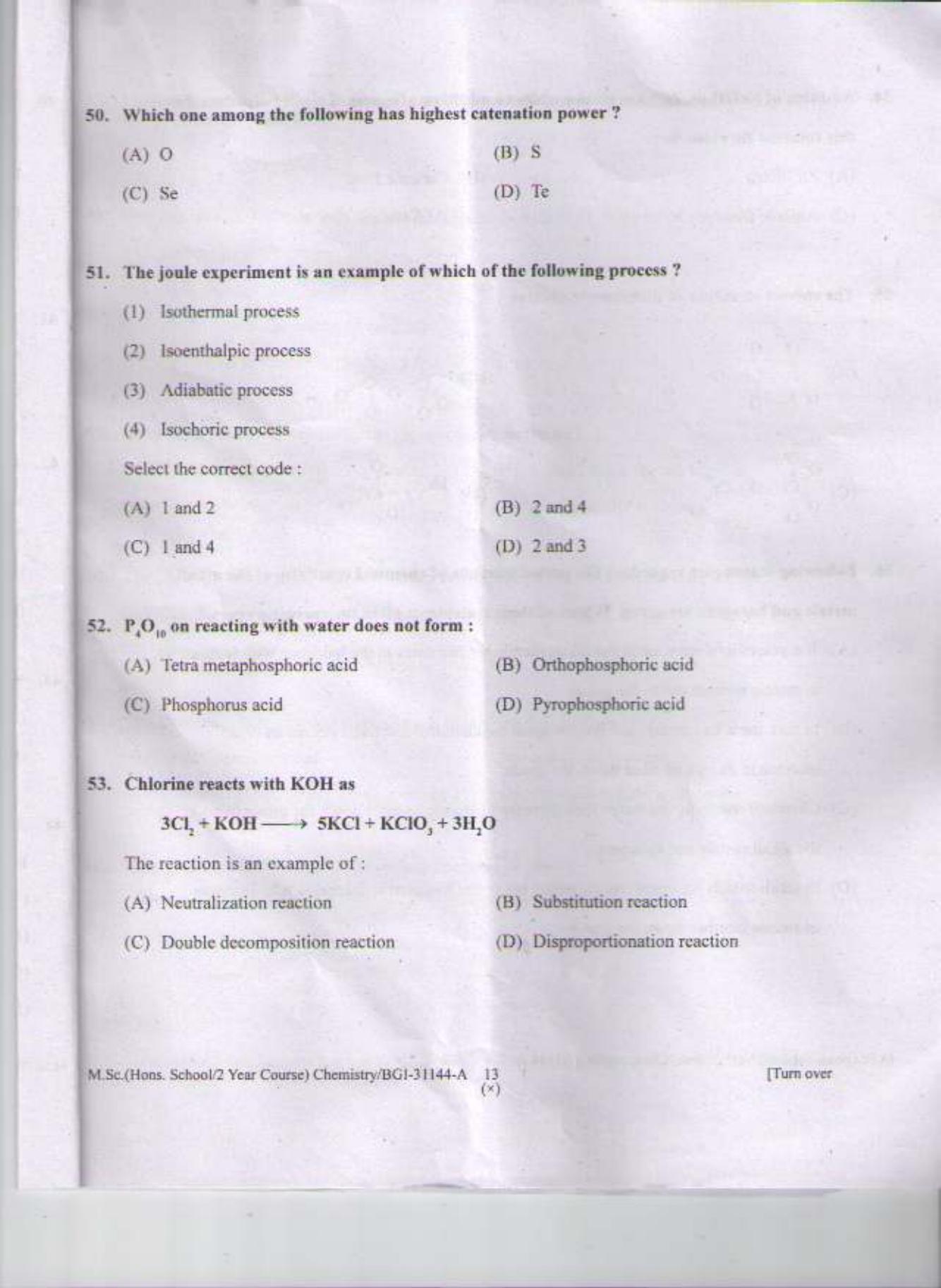 PU CET PG 2015: MSc (HS/2yr)(Chemistry) Question Paper - Page 12