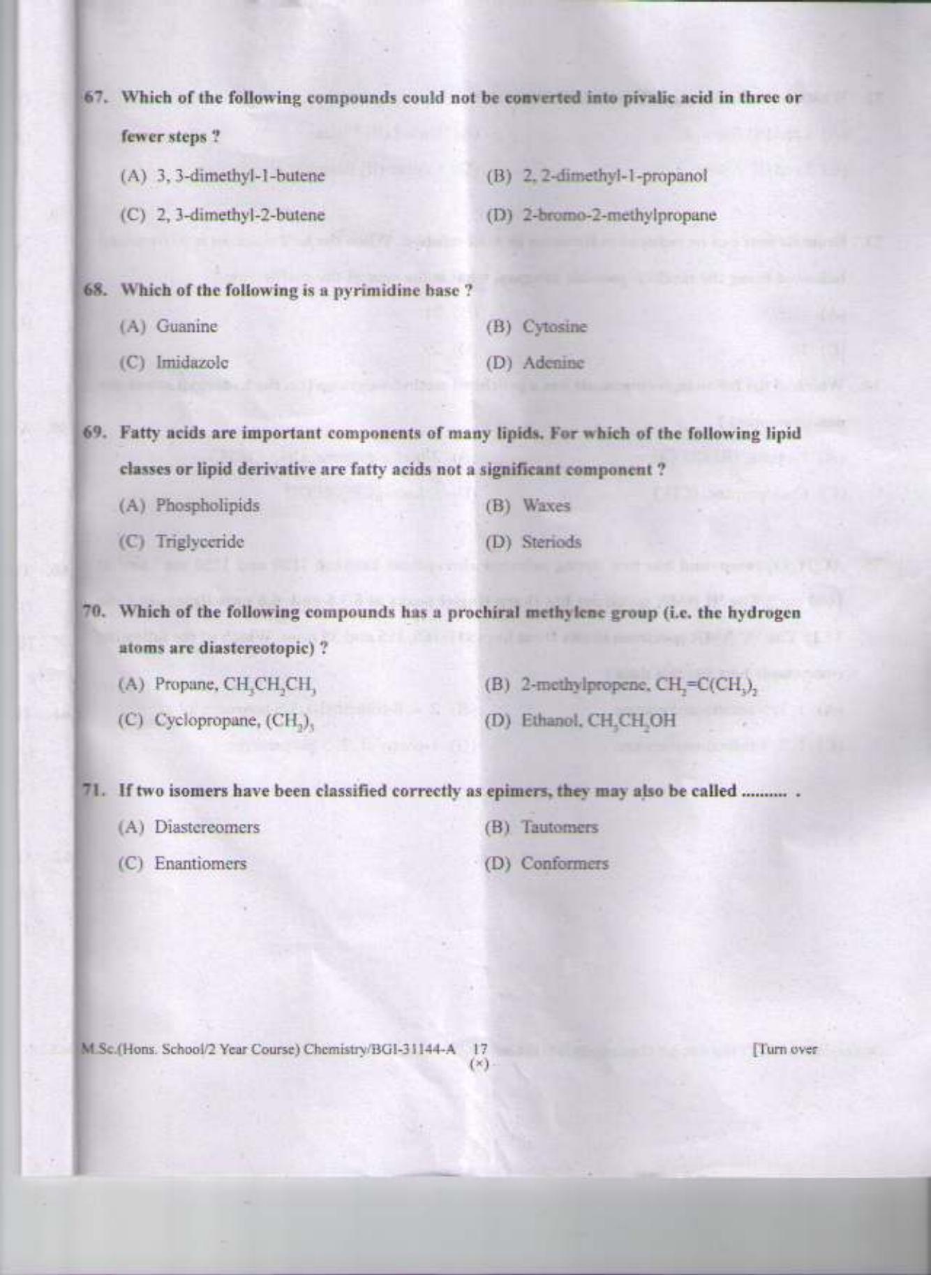 PU CET PG 2015: MSc (HS/2yr)(Chemistry) Question Paper - Page 16