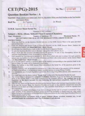PU CET PG 2015: MSc (HS/2yr)(Chemistry) Question Paper