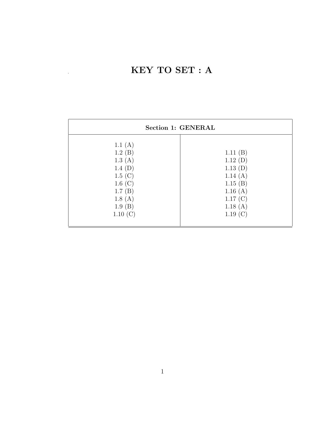 NEST 2011 Answer Key - Page 1