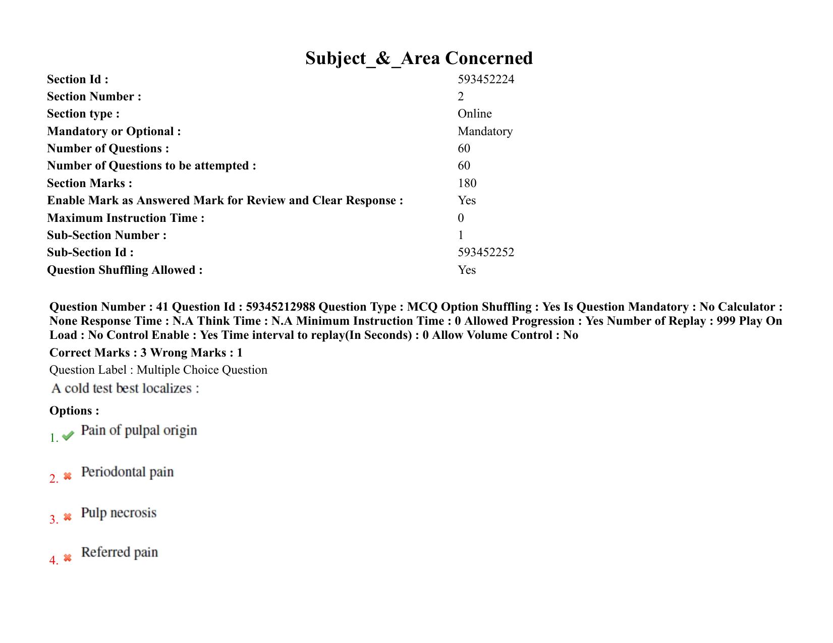 BHU RET Dental Science 2021 Question Paper - Page 36