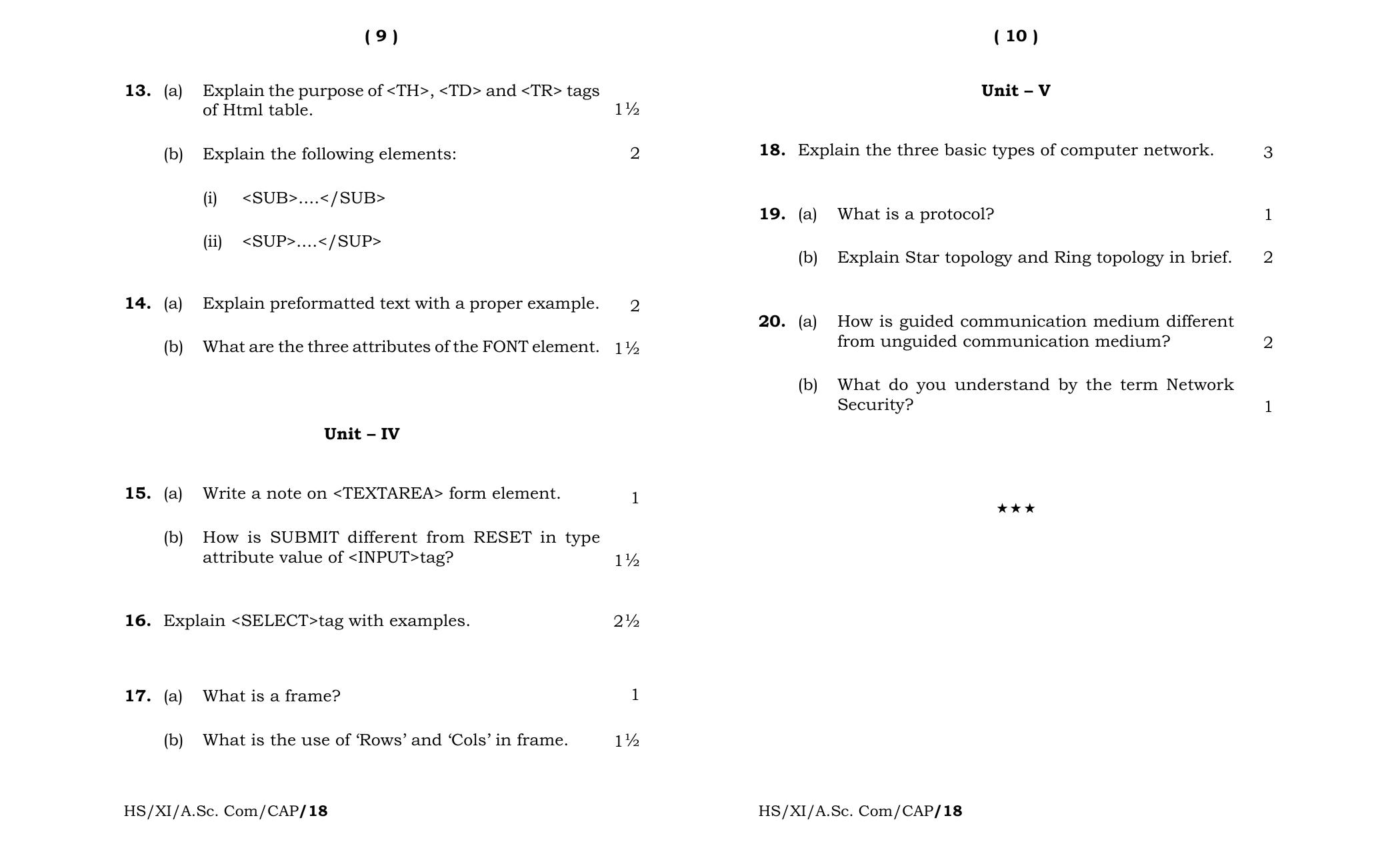 Meghalaya Board (MBOSE) Class 11 Computer_Application 2018 Question Paper - Page 5
