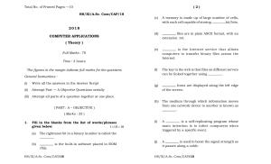 Meghalaya Board (MBOSE) Class 11 Computer_Application 2018 Question Paper