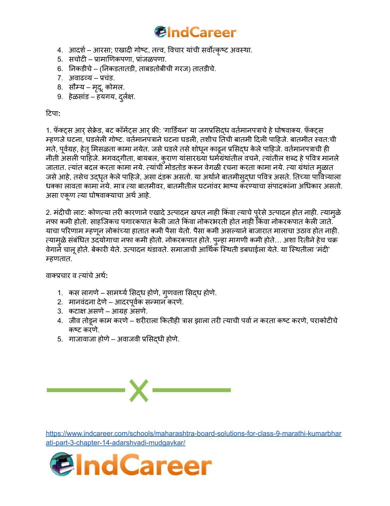 Maharashtra Board Solutions for Class 9- Marathi Kumarbharati (Part- 3): Chapter 14- आदर्शवादी मुळगावकर - Page 24