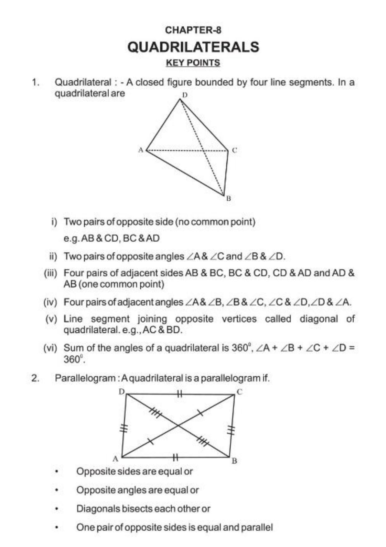 Class 9 Notes, Question & Practice Paper - Mathematics (Topic 8 : Quadrilaterals) - Page 2