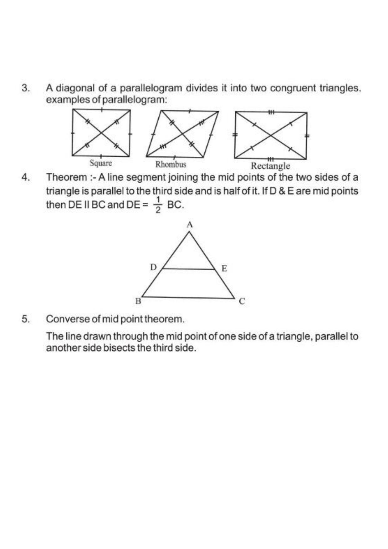 Class 9 Notes, Question & Practice Paper - Mathematics (Topic 8 : Quadrilaterals) - Page 3