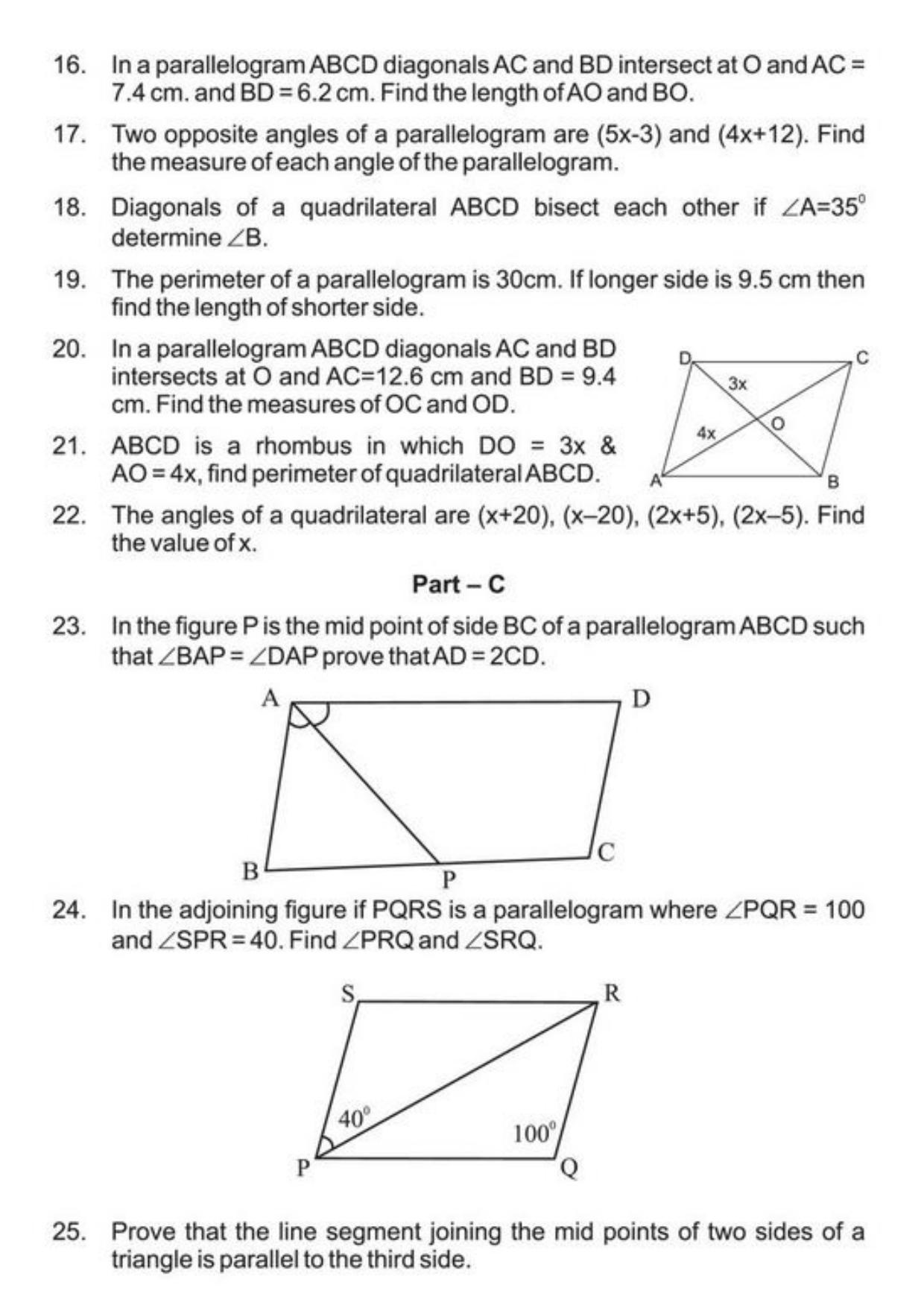 Class 9 Notes, Question & Practice Paper - Mathematics (Topic 8 : Quadrilaterals) - Page 7