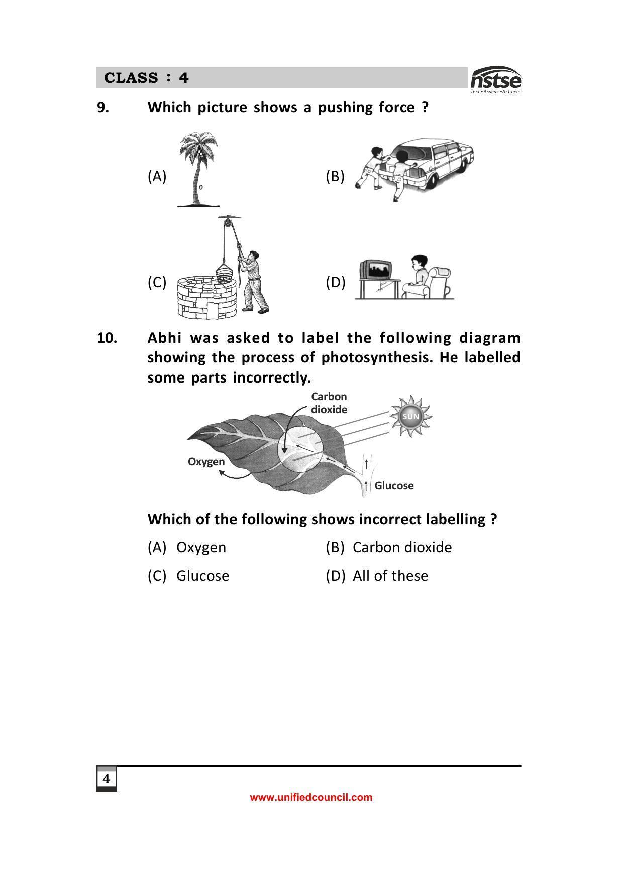 2023 Class 4 NSTSE Sample Question Papers - Page 4