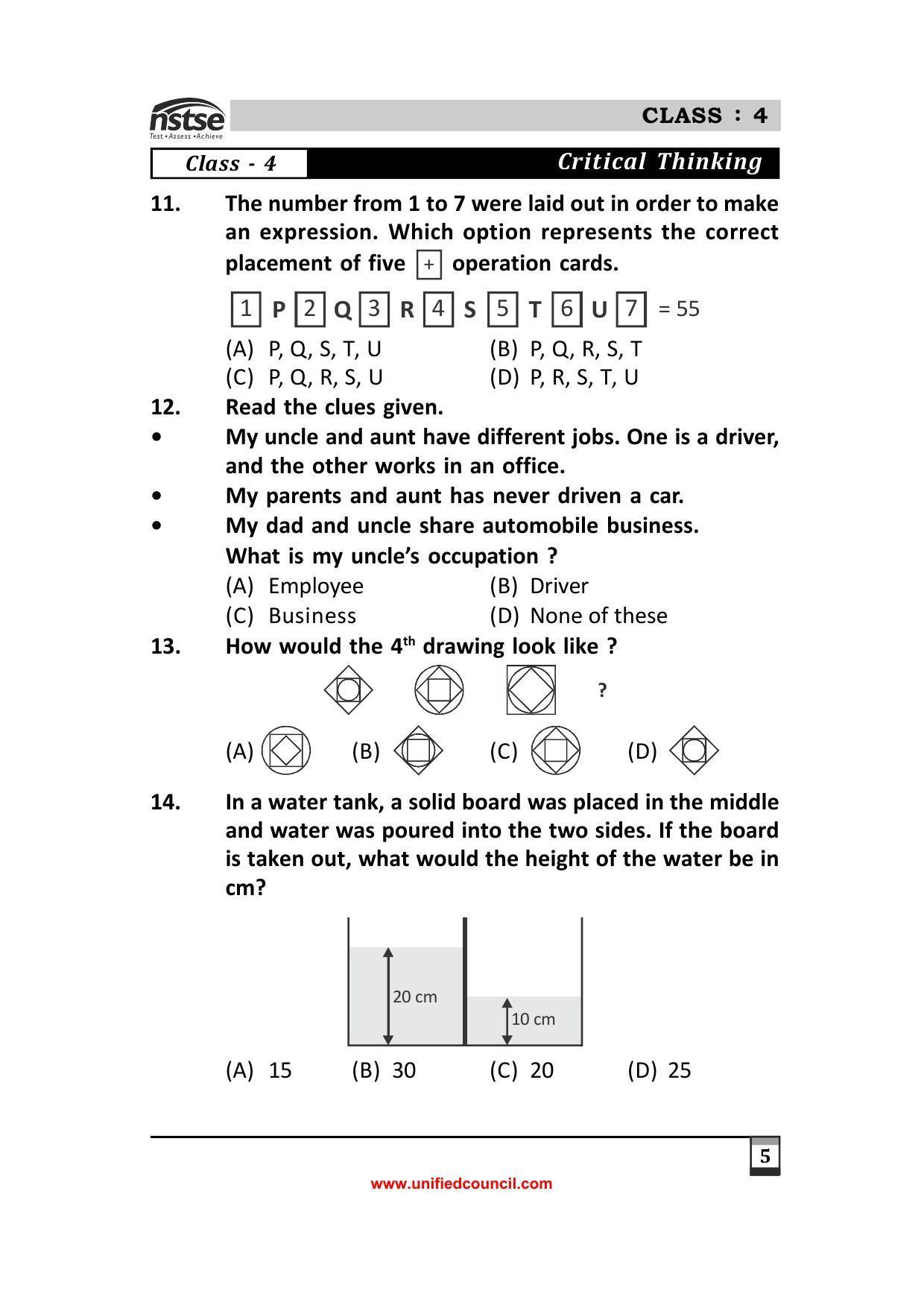 Jstse Sample Papers For Class 9 With Answers 2023 Class 4 NSTSE Sample Question Papers - IndCareer Docs
