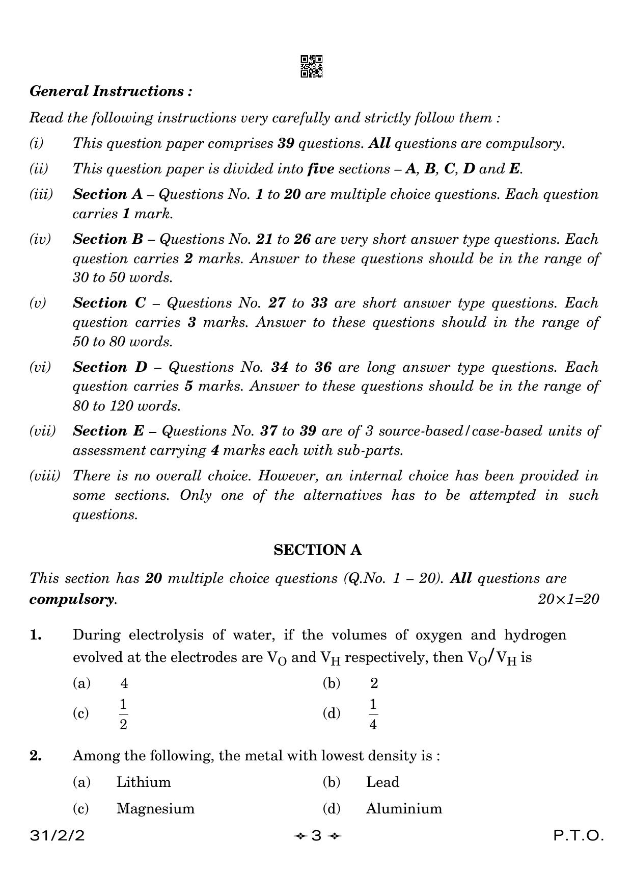 CBSE Class 10 31-2-2 Science 2023 Question Paper - Page 3