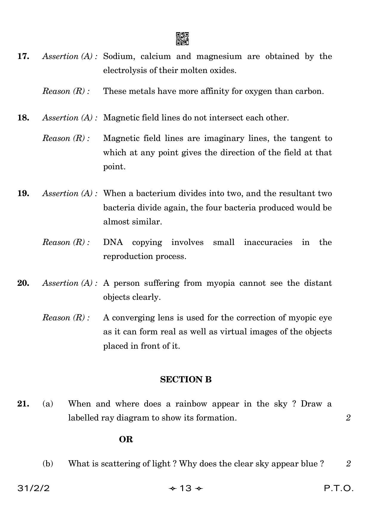 CBSE Class 10 31-2-2 Science 2023 Question Paper - Page 13