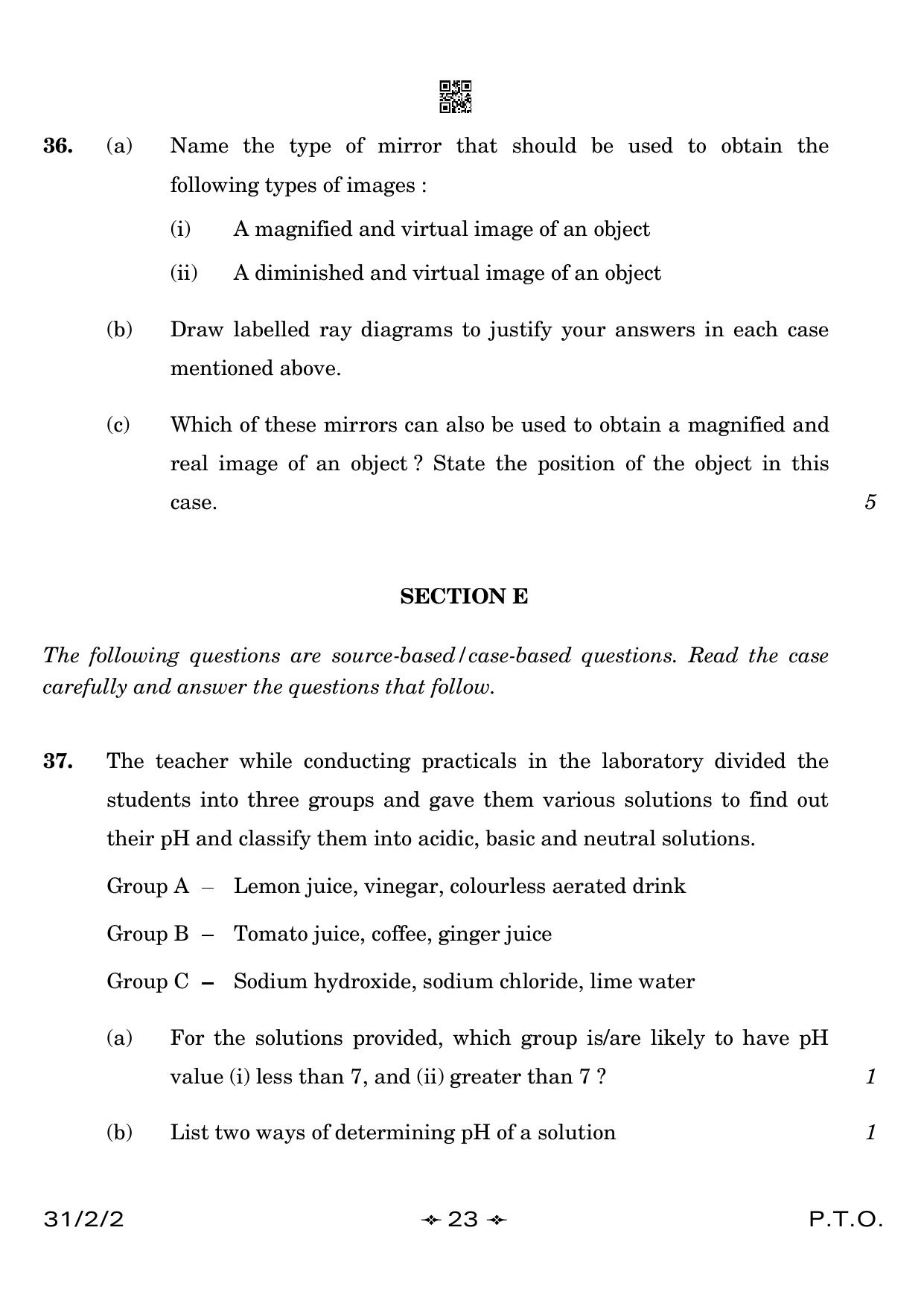 CBSE Class 10 31-2-2 Science 2023 Question Paper - Page 23
