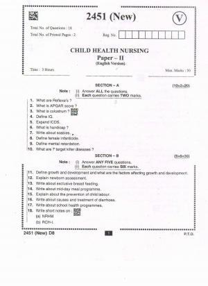 AP Intermediate 2nd Year Vocational Question Paper September-2021- Child_Health_Nursing-II