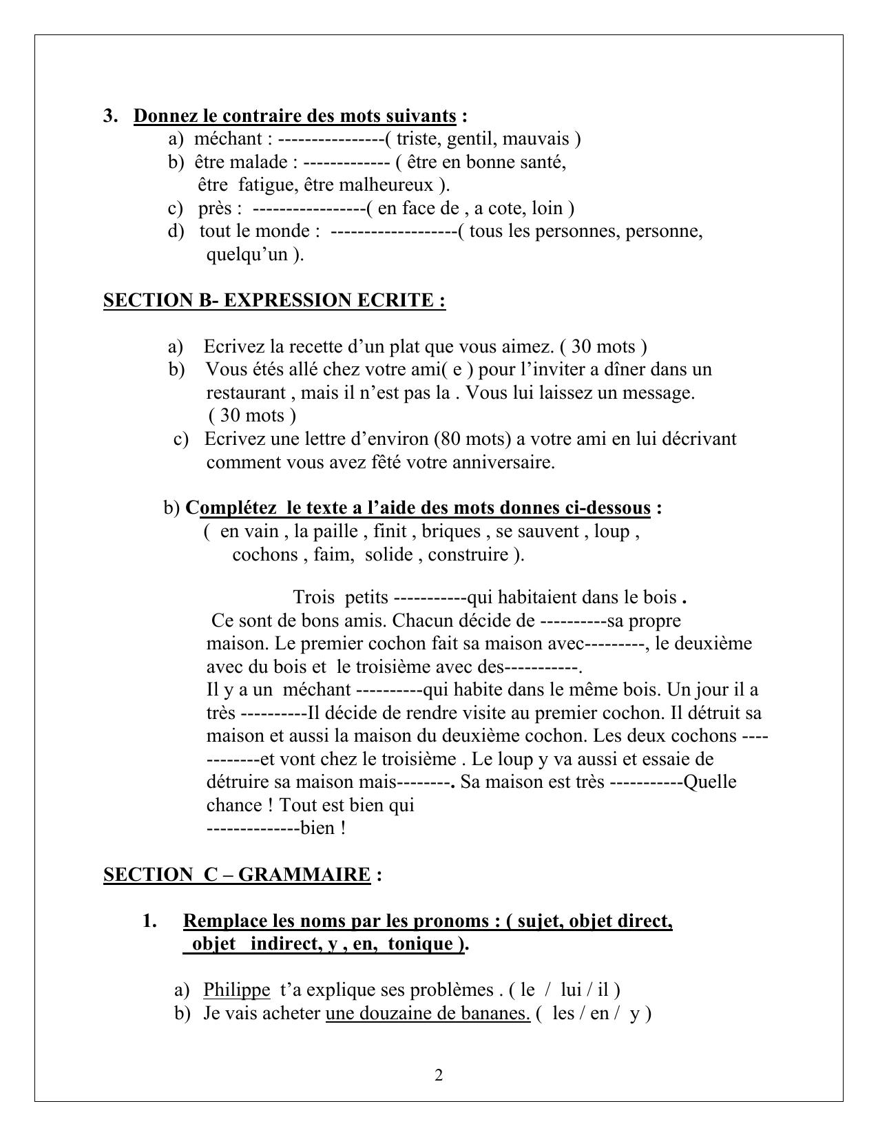 CBSE Worksheets for Class 10 French Assignment 12 - Page 2