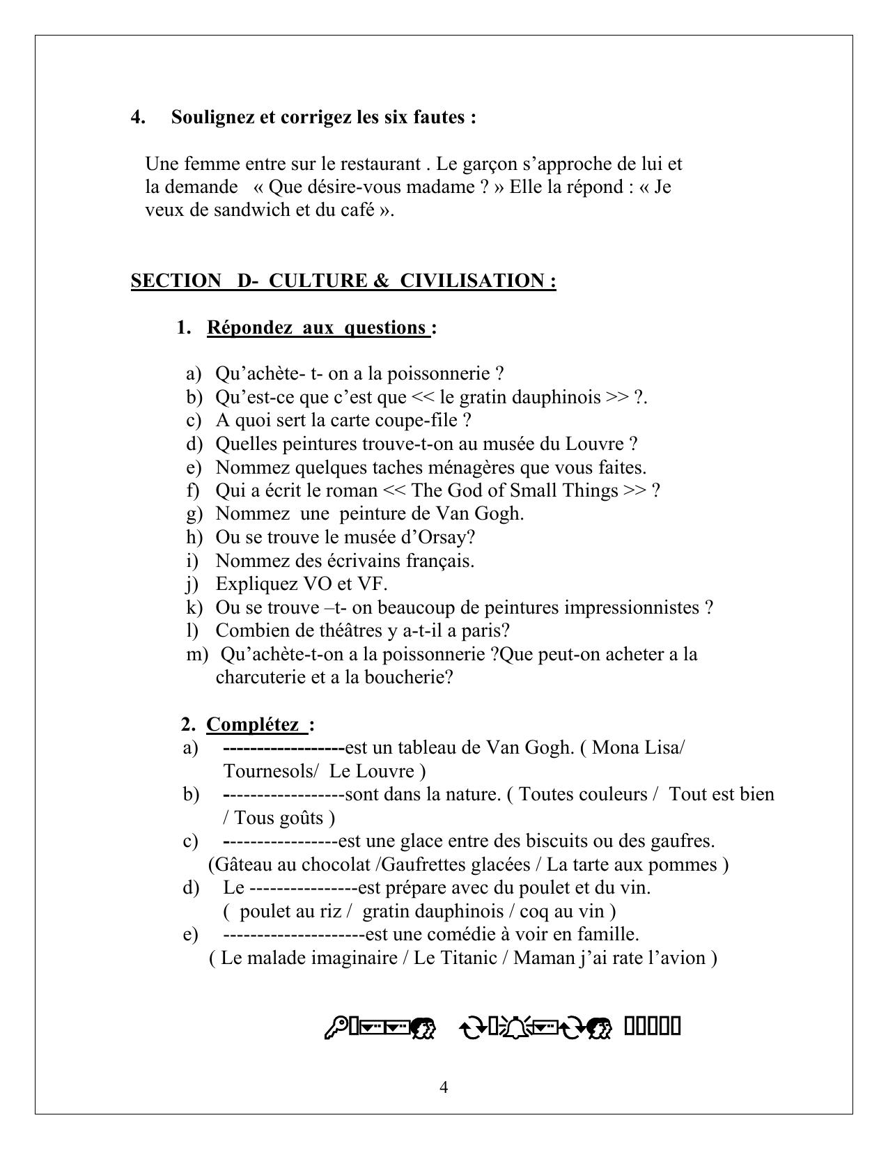 CBSE Worksheets for Class 10 French Assignment 12 - Page 4