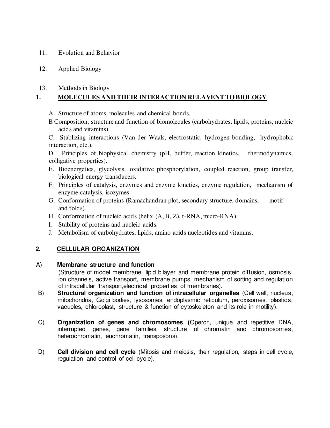 TNSET Syllabus - Life Sciences - Page 2