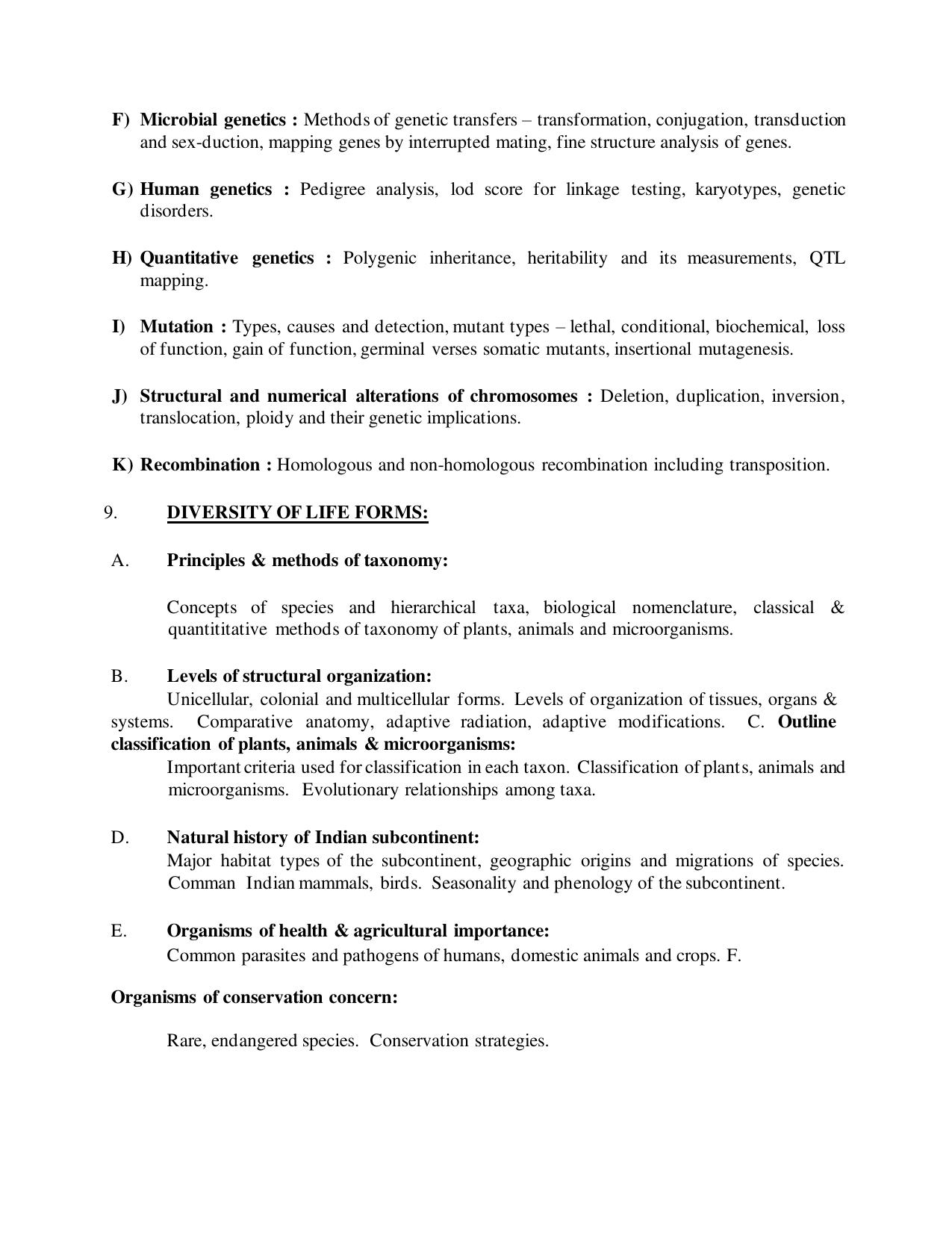 TNSET Syllabus - Life Sciences - Page 7