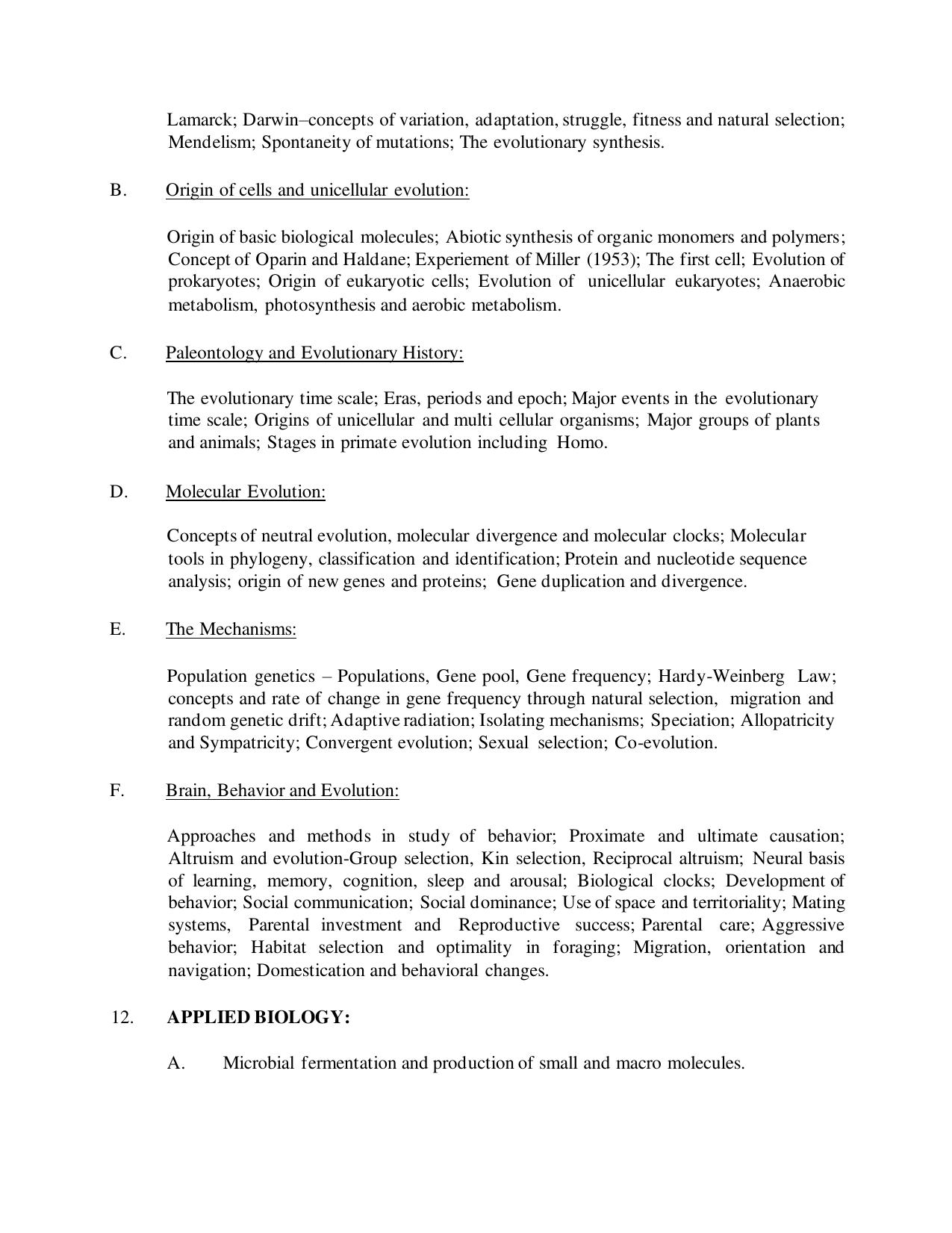 TNSET Syllabus - Life Sciences - Page 9