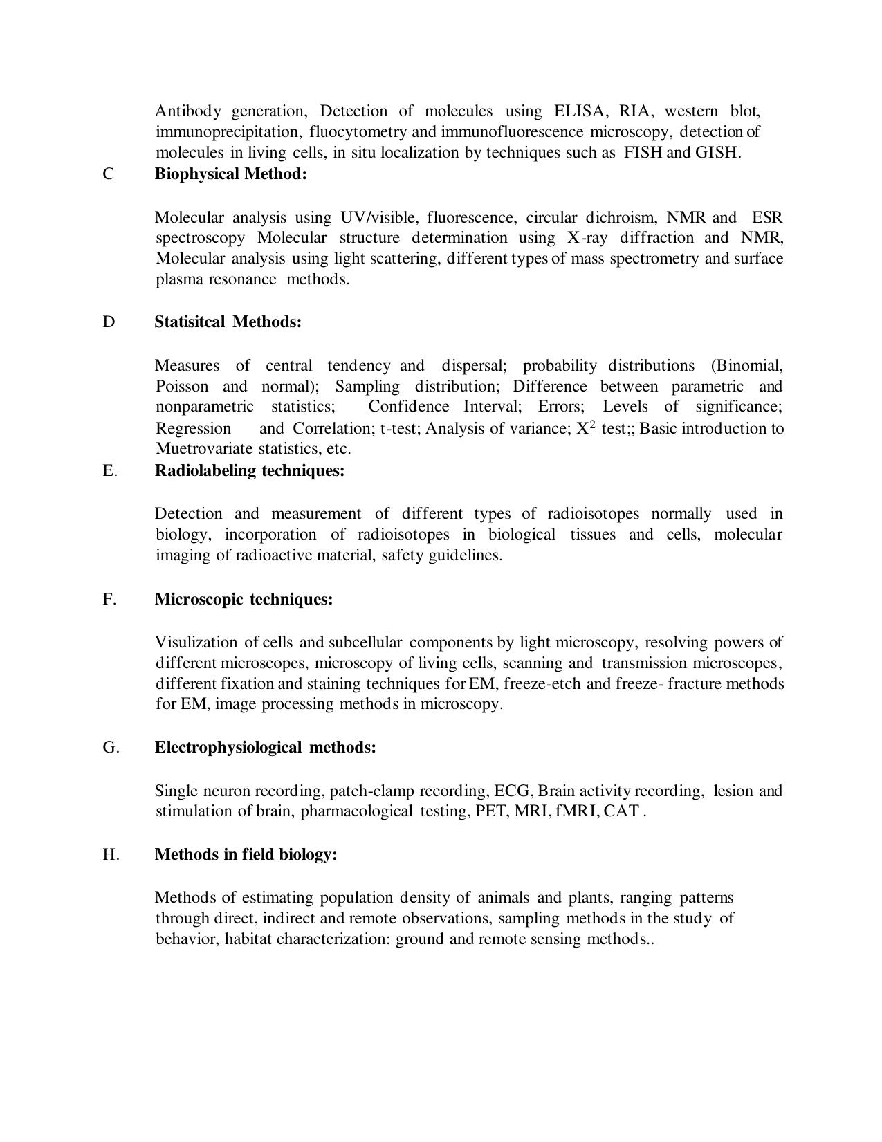 TNSET Syllabus - Life Sciences - Page 11
