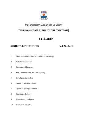 TNSET Syllabus - Life Sciences