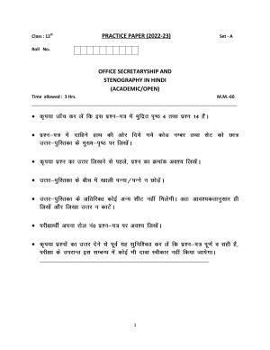 Haryana Board Class 12 OSS Hindi Code A Sample Papers